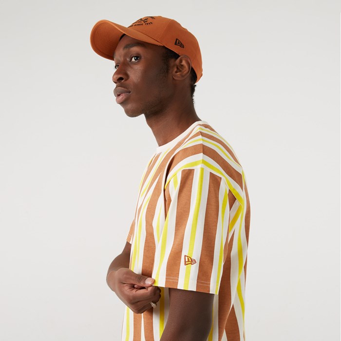 New York Yankees Stripe Miesten T-paita Keltainen - New Era Vaatteet Halpa hinta FI-950431